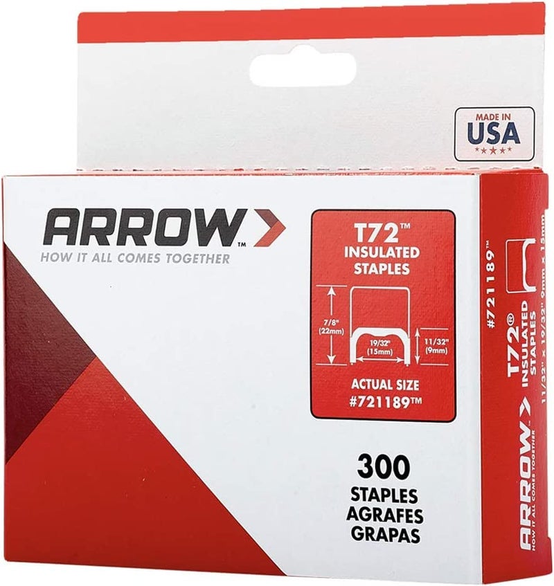Arrow Fastener مسامير عازلة من الصلب الثقيلة Arrow 721189 T72 لتركيب الكابلات/الأسلاك، طول الساق 11/32 بوصة، تاج 19/32 بوصة، عبوة 300 - Image 5